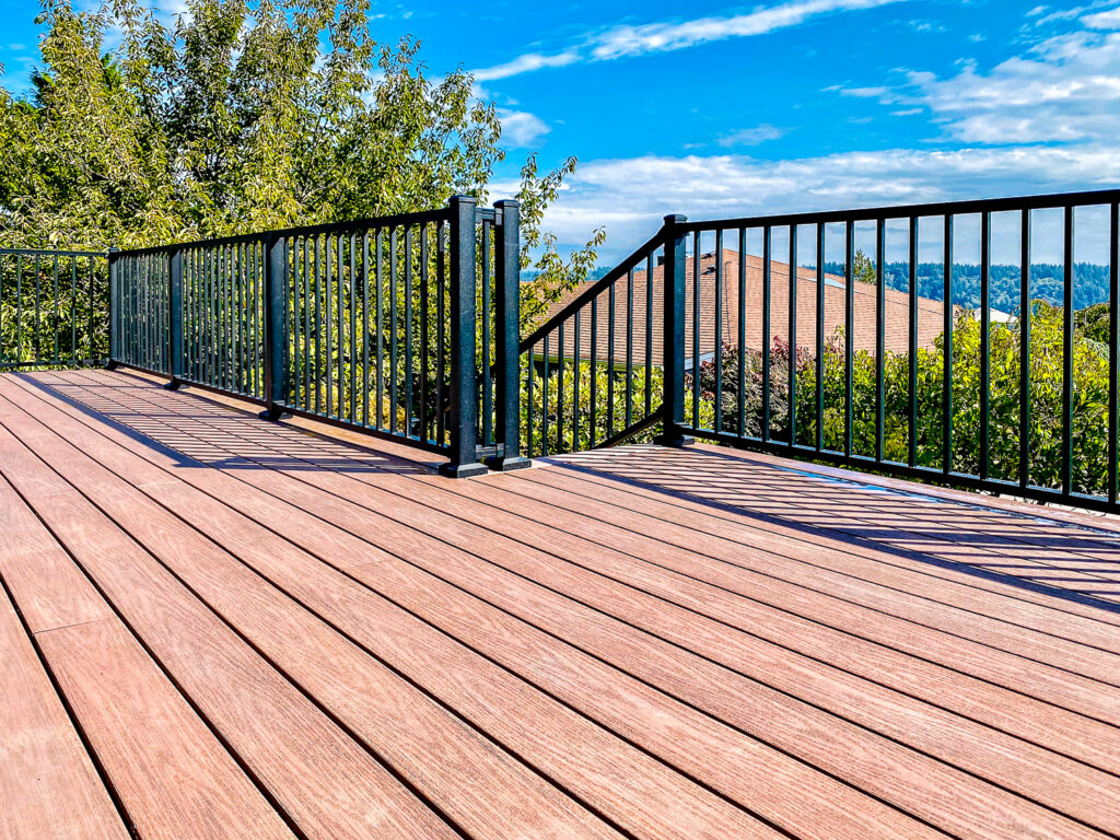 Powder coated railing on deck in Gig Harbor, WA